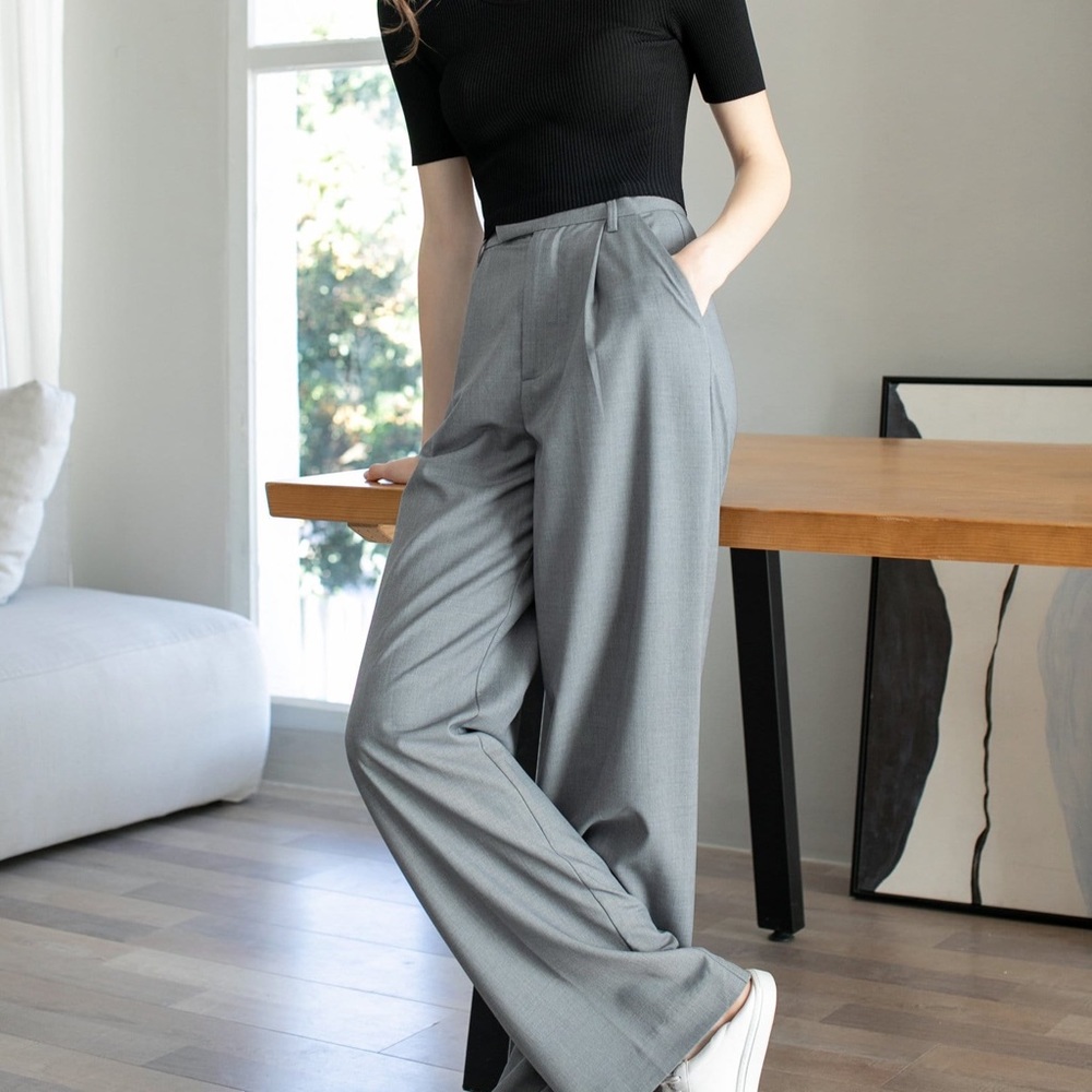 Gray Wide Leg Trouser